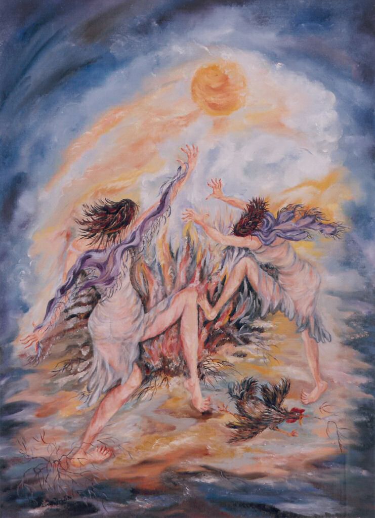 Le notti delle streghe - Olio su tela, 1996, 50x70