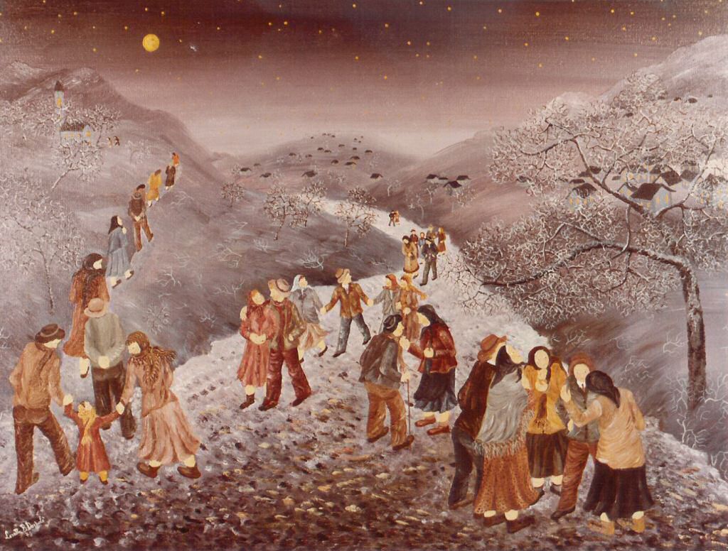 la mezzanotte di un natale - Olio su tela, 1978, cm 60 x 80