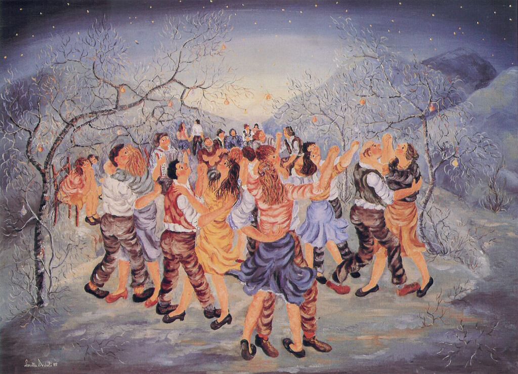 Il ballo nella valle - Olio su tela, 1985, cm 50 x 70