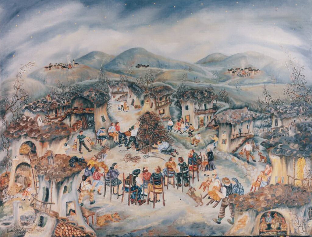 La notte dei falò Olio su tela, 1995, 60x90