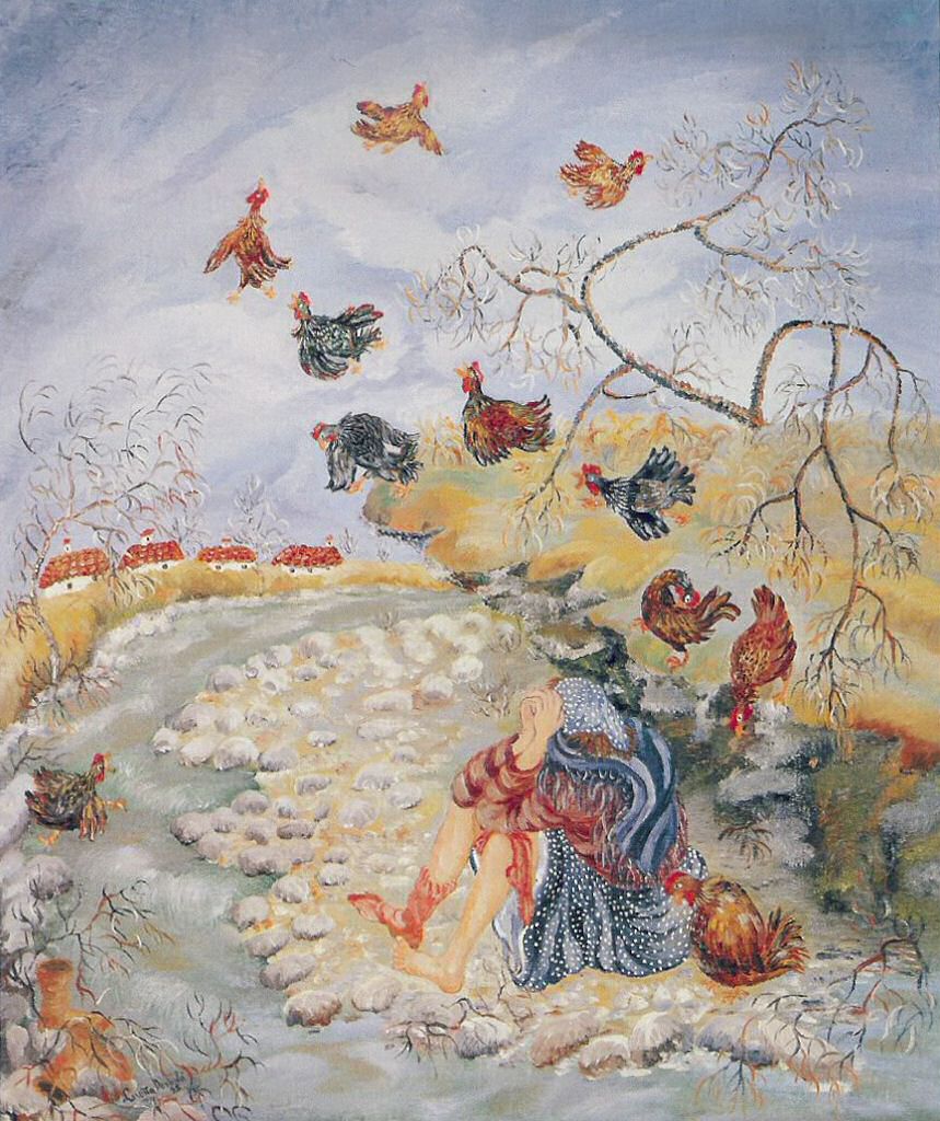 Gallina depressa - Olio su tela, 1996, 50x60