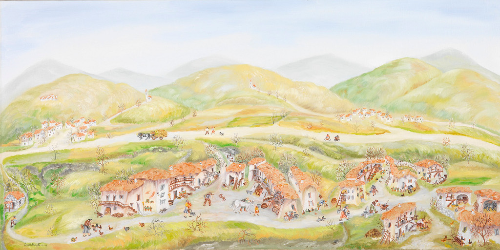 Paesi nei ricordi - Olio su tela, 1995-1998, 40x80