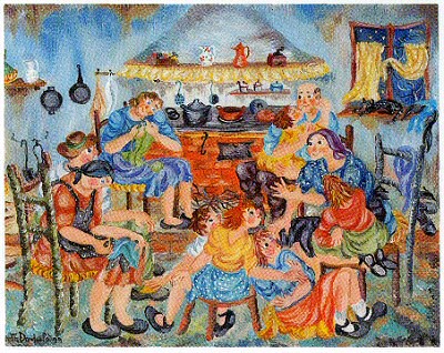 La cucina celeste - Olio su masonite, 1999, 15x20