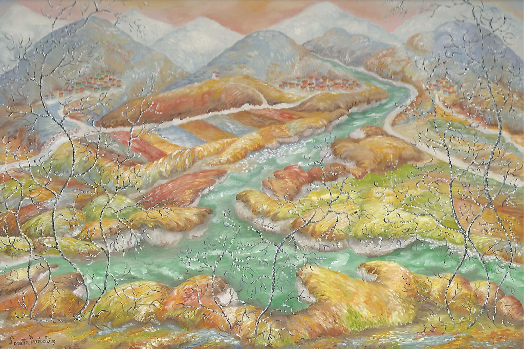 Fiume d'inverno - Olio su masonite, 2015, 25x30