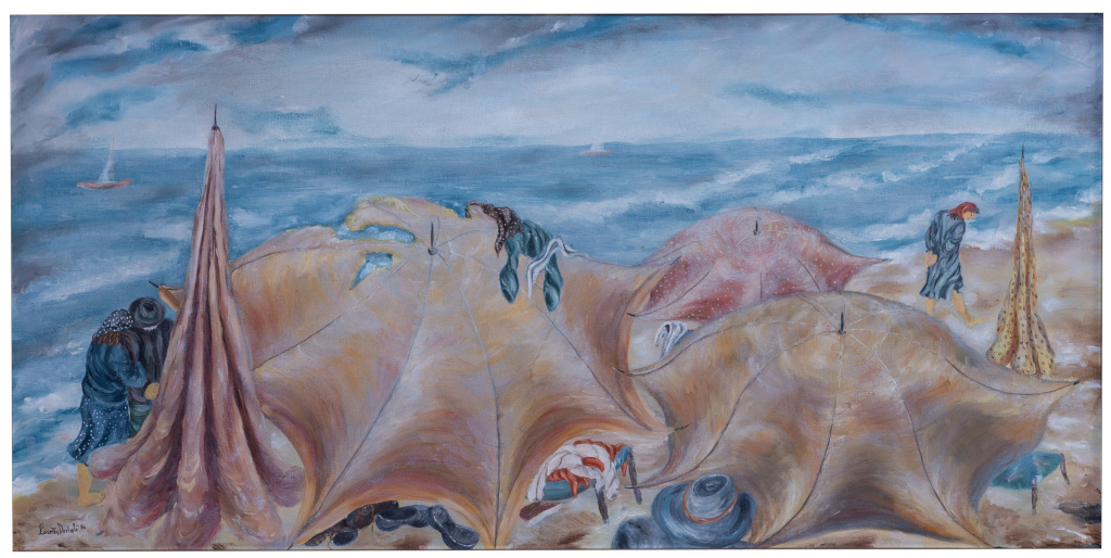 Squarci di azzurro - Olio su tela, 1986, 100x50
