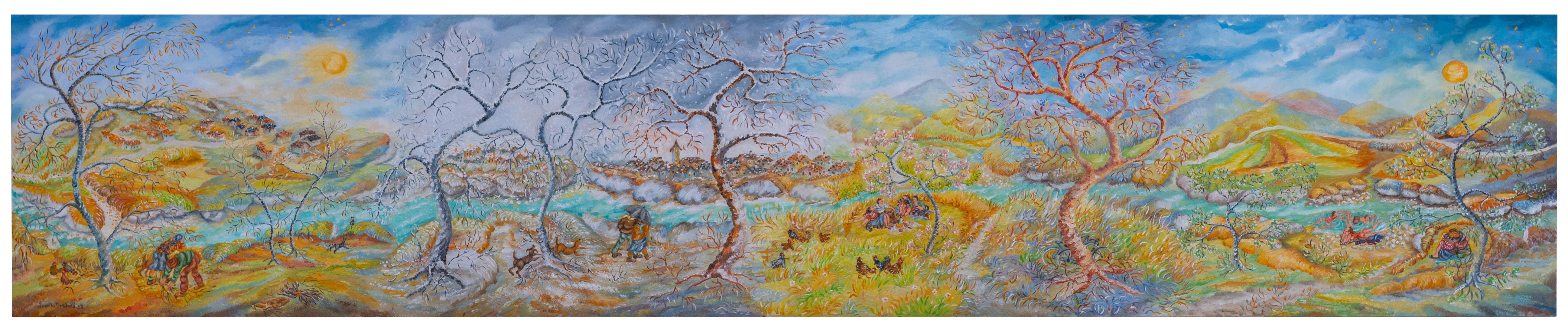 Quando il tempo era rotondo - Olio su masonite, 2023, 113x22
